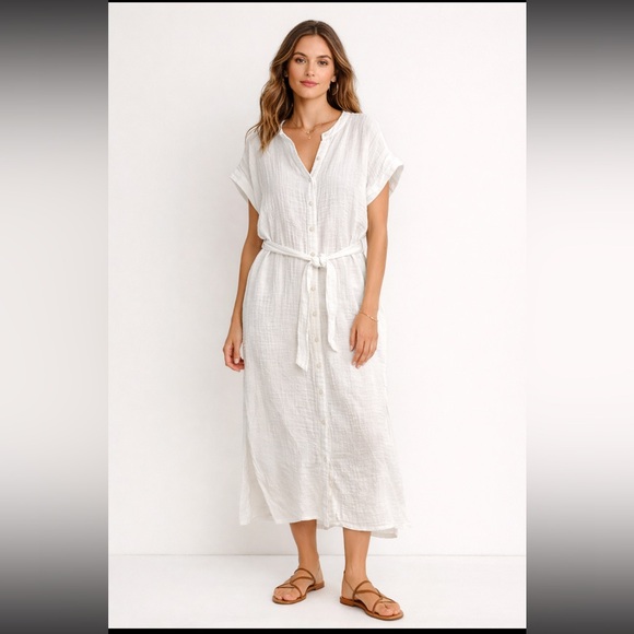 LOFT Dresses & Skirts - LOFT Beach Triple Cloth Short Sleeve Maxi Dress White XS NWT